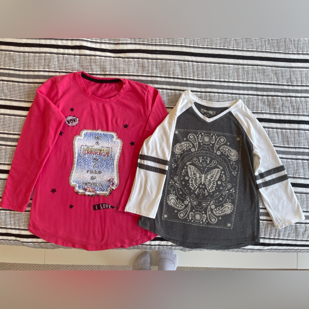 Girls long sleeve tee shirts, size 7-8